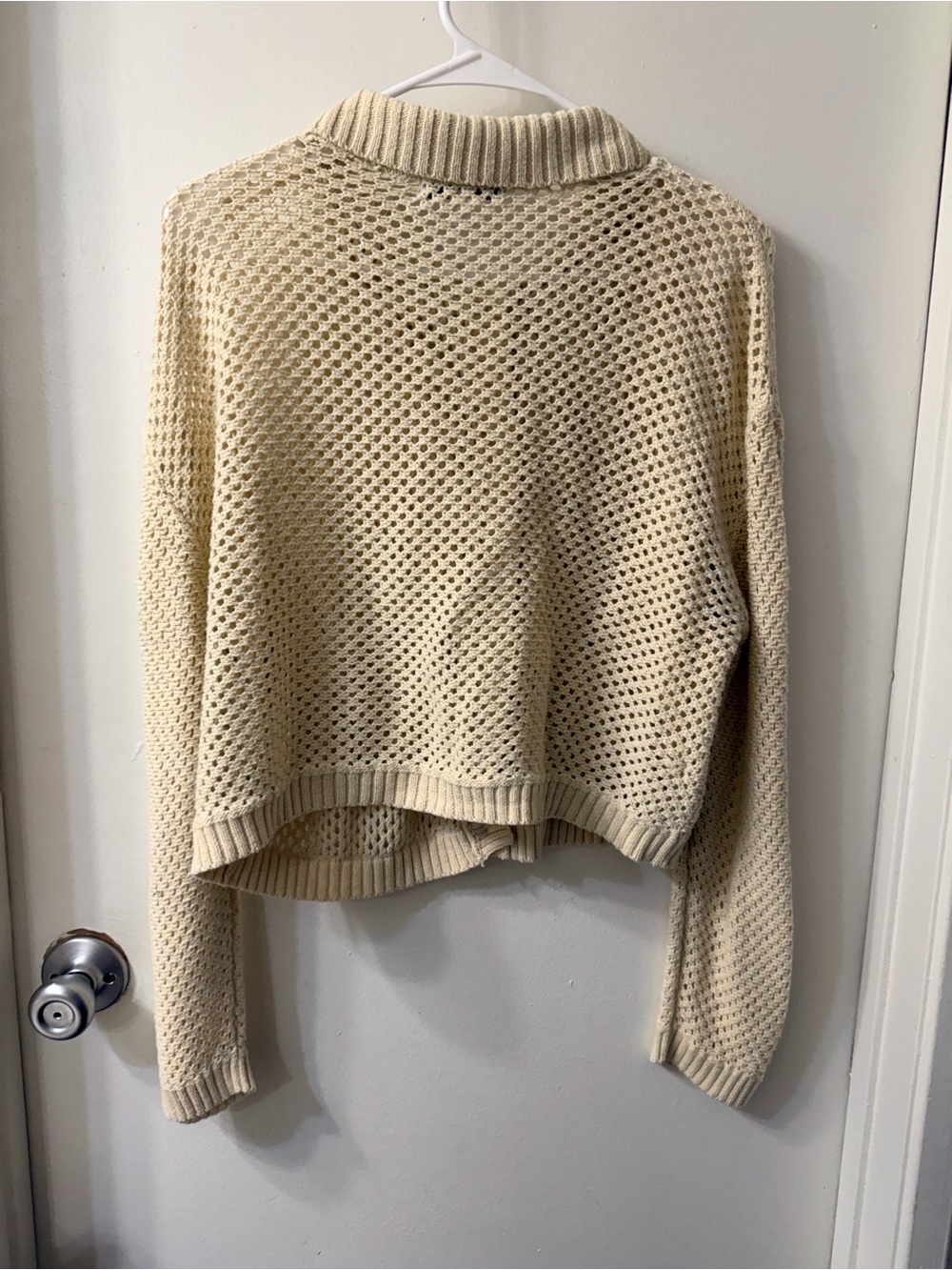 Cream Open-Knit Button-Front Sweater - Picture 3 of 4